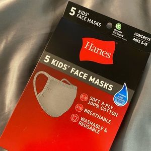 Hanes 5 pack washable 100% kid’s cotton masks.